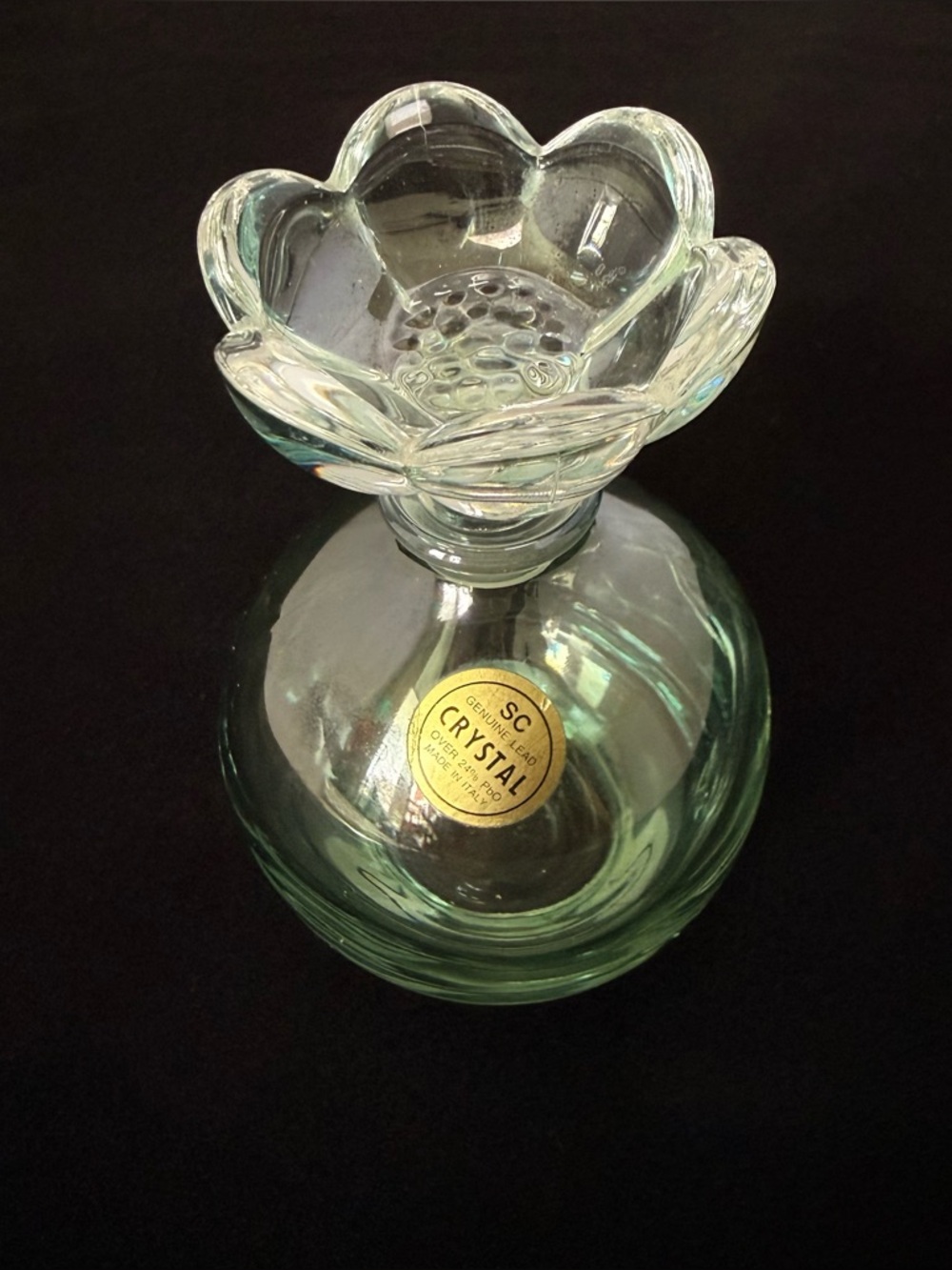 Crystal Perfume Bottle Round Globe Flower
